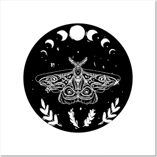 moth night moonphase vegetation plants Posters and Art